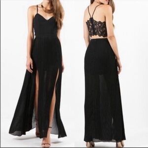 Lovers + Friends Candlelight Maxi Dress Black Lace Sz Small HOCO Sexy Glam‎